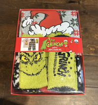 Dr Seuss Grinch Mens Pajama socks Gift Set Sz L Gift Box - $49.99
