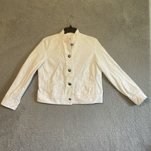 Vintage CHAPS Women&#39;s White Cotton Jacket Size Small Embossed Concho But... - $14.85