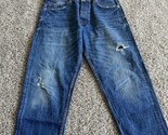 Zara Mens Jeans Distressed Straight Blue Medium Wash Size 32 Button Fly - $18.69