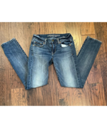 American Eagle Outfitters Womens Slim Skinny Jeans Blue Faded Whiskered ... - $21.65 CAD