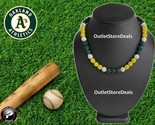 Rhinestone Bling Crystal Bead Beaded Baseball Player Necklace Green Yell... - $22.76+