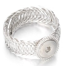 Metal snap button bracelet bangles adjustable size rose gold silver color cuff bracelet thumb200