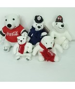 Lot of 5 Coca Cola Bean Bag Plush Polar Bear Police Hockey Scarf Stuffed... - $22.76