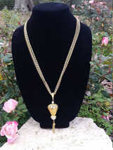 Vintage Celebrity Tassel Pendant with Faux Pearl 3 Strand Gold Tone Neck... - $18.00