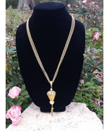 Vintage Celebrity Tassel Pendant with Faux Pearl 3 Strand Gold Tone Neck... - $18.00