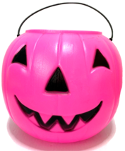 Halloween Blow Mold Pumpkin Pink Bucket Pale Jack Lantern General Foam Plastics - £10.09 GBP