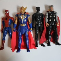 Marvel 12&quot; Action Figures Lot Of 4 Spiderman Thor Black Panther - £10.95 GBP