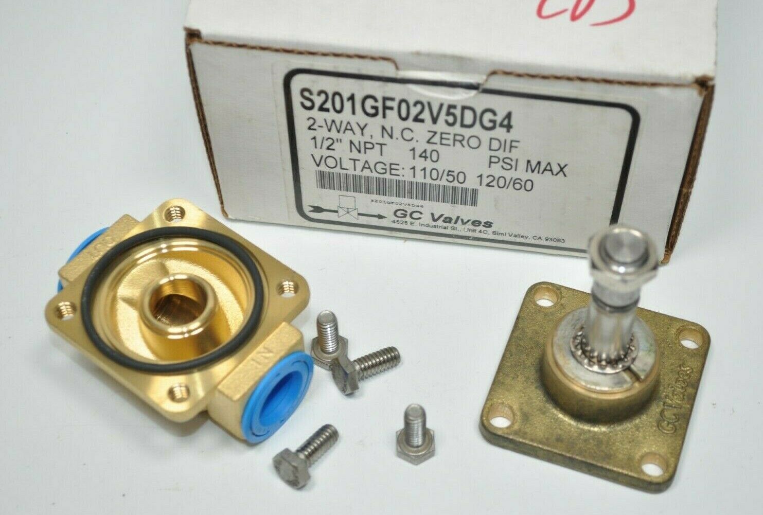 Parts from a GC VALVES S201GF02V5DG4 2-Way 1/2&quot; NPT Solenoid Valve - $44.54