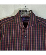 Ralph Lauren Purple Tag Cufflink Sleeve Button Down Shirt Mens M 15 1/2 Plaid - $36.42