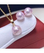 Solid 18K Gold Fine Jewelry 7-10mm Fresh Water Sakura Pink s Jewelry Set... - $144.07