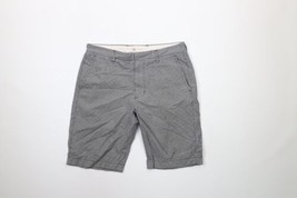 Vintage 90s J Crew Mens Size 31 Faded Flat Front Chino Shorts Cotton Plaid - £23.26 GBP
