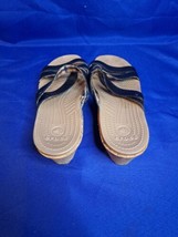 Crocs Women’s Size 9 W Black Wedge Strappy Sandals Cork &amp; Rubber Soles - £22.41 GBP
