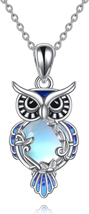 Mothers Day Gift for Mom Wife, Moonstone Owl Necklace Gifts Sterling Sil... - £52.98 GBP