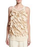 Brunello Cucinelli Beige Round-neck Petal-embellished Blouse  sz 2XL $ 3... - $583.70