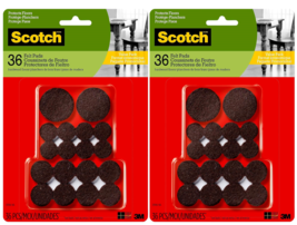 Scotch Felt Pads Value Pack, Brown, Assorted Sizes, 36 Pads 2 Pack - £8.43 GBP