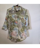 Chicos Floral Abstract Tunic Cotton  Top Womens Size 0 Boho Spring Butto... - $213.64 MXN