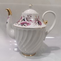 Vintage Large Lomonosov Tea Coffee Pot LFZ Porcelain Floral Wild Berry USSR - £37.08 GBP