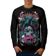 Revenge Crow Death Skull Tee Rave Skull Men Long Sleeve T-shirt - $14.99