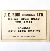 1954 J.E. Bird Ltd Jaguar Dealer Advertisement Import Automobilia Lee E89F1 - £15.42 GBP