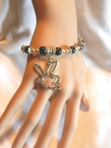 NeW Bunny Bracelet,  Playboy Bunnies, Playgirl Charm Beaded Stretch Bracelet - £4.86 GBP