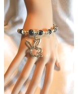 NeW Bunny Bracelet,  Playboy Bunnies, Playgirl Charm Beaded Stretch Brac... - £4.72 GBP