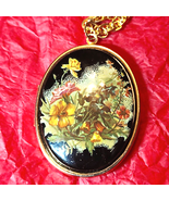 Gorgeous gold and black floral locket~extremely beautiful! - $39.35 CAD