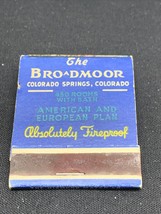 Vintage Matchbook Cover The Broadmoor Hotel Colorado Springs CO Front Strike KG - £9.68 GBP