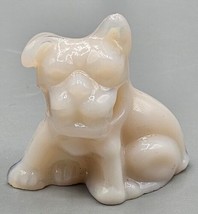 VTG Cambridge Glass Miniature Bulldog White Opalescent Pencil Holder Fig... - $42.06