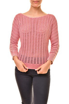 FREE PEOPLE Womens Sweater Boomerang Crochet Knit Casual Pink Size S OB7... - $54.86