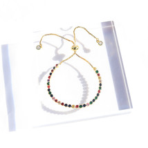 Adjustable Rainbow Zircon Bracelet for Women Bling Cz initial Bracelet Femme Cha - £10.17 GBP