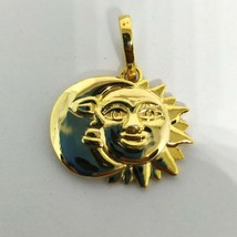 14k Gelbgold Versilbert Sonne Mond Crescent Anhänger für Sie Geschenke - £136.62 GBP