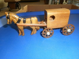 Amish Horse and Buggy Handmade Wooden Miniature made in PA 1994 - £15.22 GBP