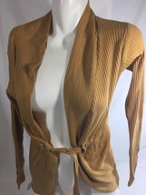 Down East Women Sweater Mustard Cardigan front tie long sleeves knit siz... - $13.86
