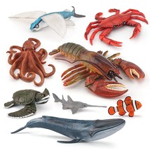 Jumbo Sea Creatures Toys For Kids Set 8Pcs Whale Toy Figure Australian Lobster F - £58.59 GBP
