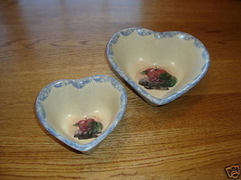 2 heart shaped country style serving bowls apple^^ - £8.54 GBP