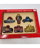6 Vintage Old World Christmas Glass Light Covers Boat Parachute Train Ca... - £18.52 GBP