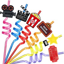 24 Pack Movie Night Party Supplies Movie Night Drinking Straws Pet Projector Pop - £26.74 GBP