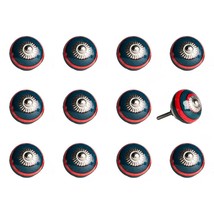 1.5&quot; X 1.5&quot; X 1.5&quot; Ceramic Metal Navy And Red 12 Pack Knob - £80.84 GBP