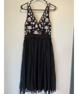 $198 French Connection Dress Sz 0 Blk W/Blue Pink White color Flowers - £57.50 GBP