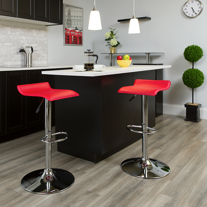 Red Vinyl Barstool DS-801-CONT-RED-GG