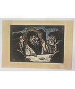 Jacob Steinhardt Old Judaica Signed HandColored Lithograph Devoted Rabbi... - $349.60