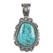 Large EL Navajo sterling high grade waterweb turquoise pendant - $519.75