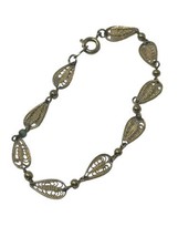 7&quot; Bracelet Signed Trifari a Vintage Gold Tone Fine Metal Oval Link Filigree - $49.49