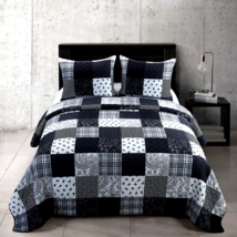 Donna Sharp Farmhouse Country Plaid Patchwork King 4-Piece Quilt Set W/ Tote - £67.22 GBP