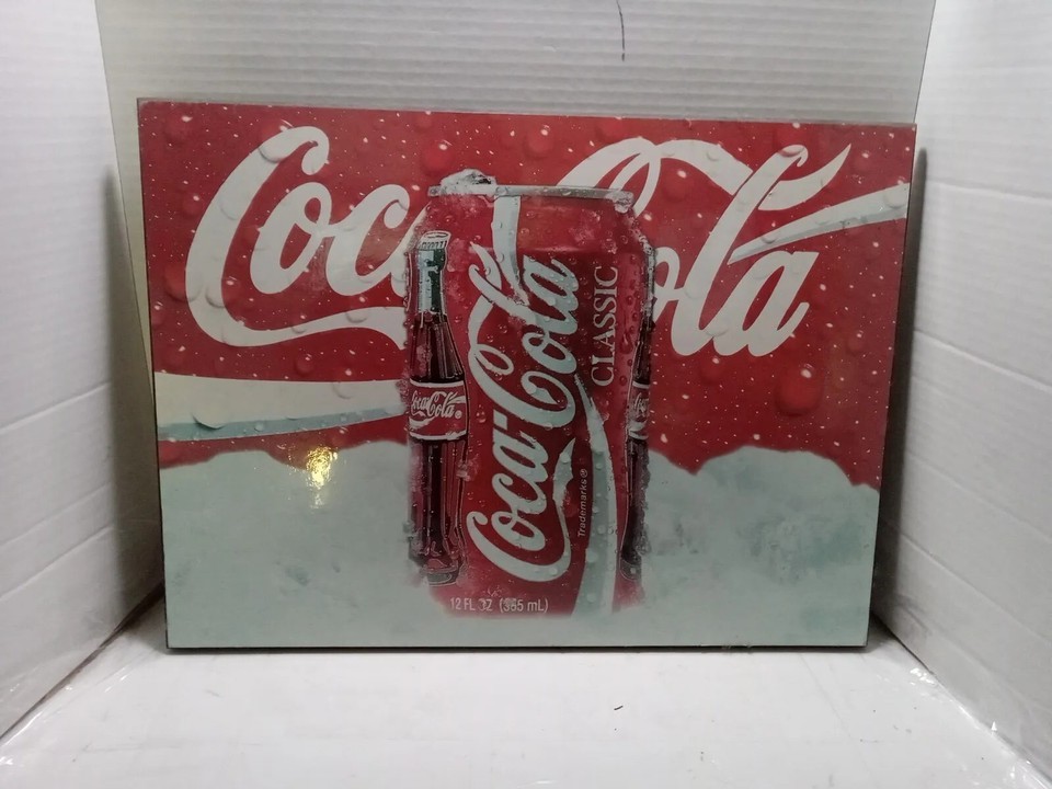 Coca-Cola Wooden Plank Sign 12inch X 17inch With Coca-Cola can on the front - $17.81
