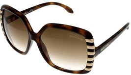 Roberto Cavalli Sunglasses Women Brown Gold Strips Cimbidium RC658S5 52F Square - £79.81 GBP