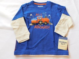 Osh Kosh B&#39;Gosh Boy&#39;s Baby Long Sleeve T Shirt Size Variations Blue Trai... - £10.38 GBP