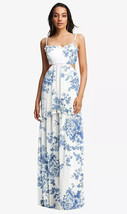 After Six 1573...Ruffle-Trimmed Cutout Tie-Back Maxi Dress...Cottage Ros... - £81.56 GBP