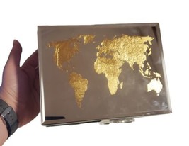 Cole Street Mirrored Glass Jewelry Box With Gold World Map - £38.64 GBP