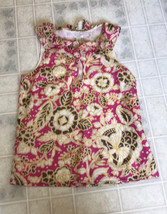 J. Crew Pink Floral Print Peasant Ruffled Tank Top size 6 Cotton Silk Bl Lined - $21.82